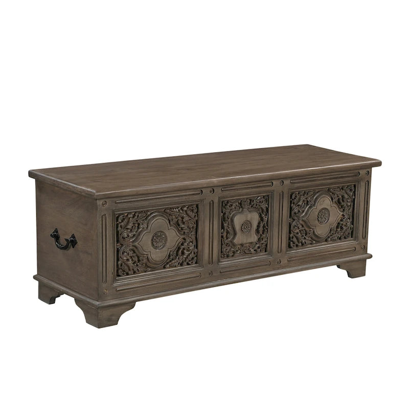 Banc de rangement en bois massif Clara