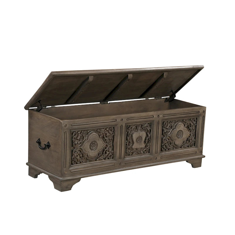 Banc de rangement en bois massif Clara