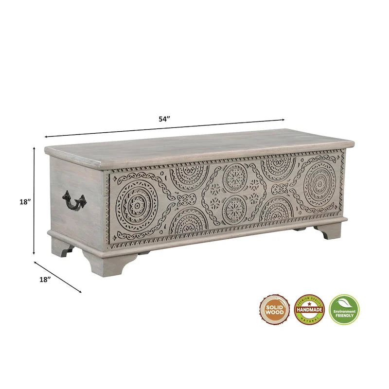 Banc de rangement en bois massif Clara