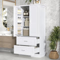 Meuble haut de rangement de salle de bain, meuble avec deux portes et tiroirs, étagère réglable, panneau MDF, blanc