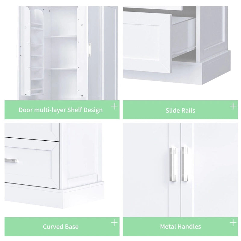 Meuble haut de rangement de salle de bain, meuble avec deux portes et tiroirs, étagère réglable, panneau MDF, blanc