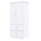 Meuble haut de rangement de salle de bain, meuble avec deux portes et tiroirs, étagère réglable, panneau MDF, blanc