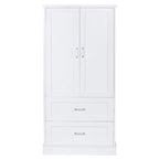 Meuble haut de rangement de salle de bain, meuble avec deux portes et tiroirs, étagère réglable, panneau MDF, blanc