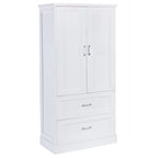 Meuble haut de rangement de salle de bain, meuble avec deux portes et tiroirs, étagère réglable, panneau MDF, blanc
