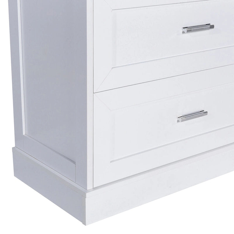 Meuble haut de rangement de salle de bain, meuble avec deux portes et tiroirs, étagère réglable, panneau MDF, blanc