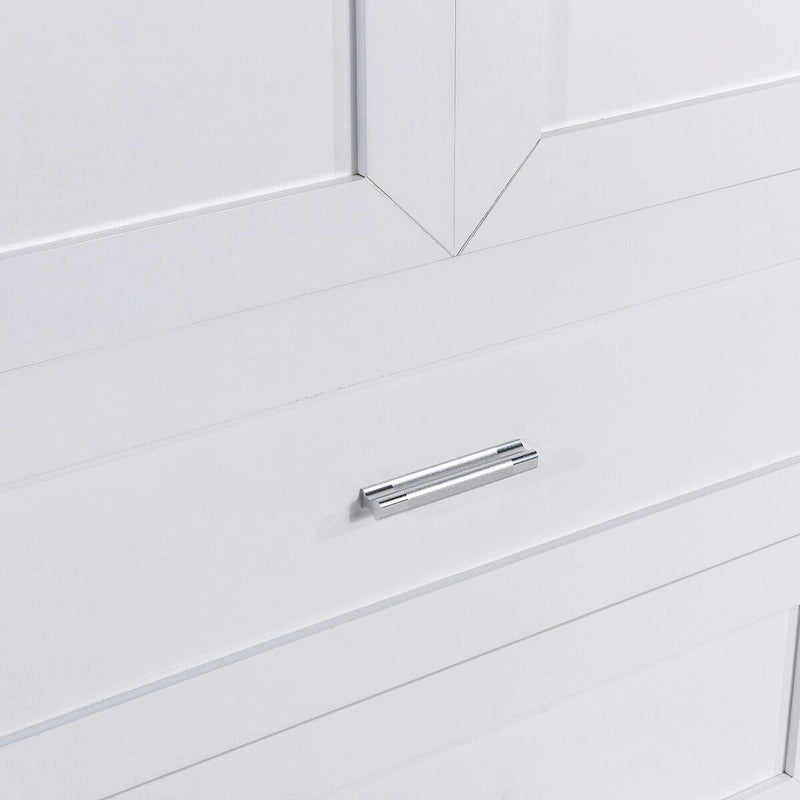 Meuble haut de rangement de salle de bain, meuble avec deux portes et tiroirs, étagère réglable, panneau MDF, blanc