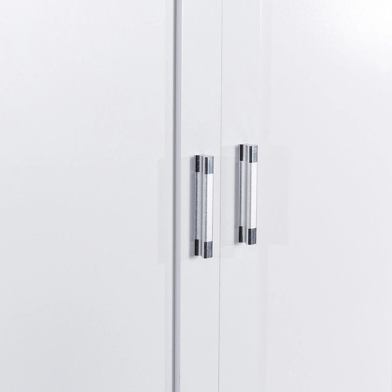 Meuble haut de rangement de salle de bain, meuble avec deux portes et tiroirs, étagère réglable, panneau MDF, blanc