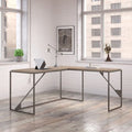 Bureau industriel en L, gris/blanc, 2 personnes