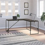 Bureau industriel en L, gris/blanc, 2 personnes