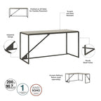 Bureau industriel en L, gris/blanc, 2 personnes