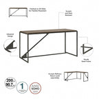 Bureau industriel en L, gris/blanc, 2 personnes