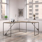 Bureau industriel en L, gris/blanc, 2 personnes